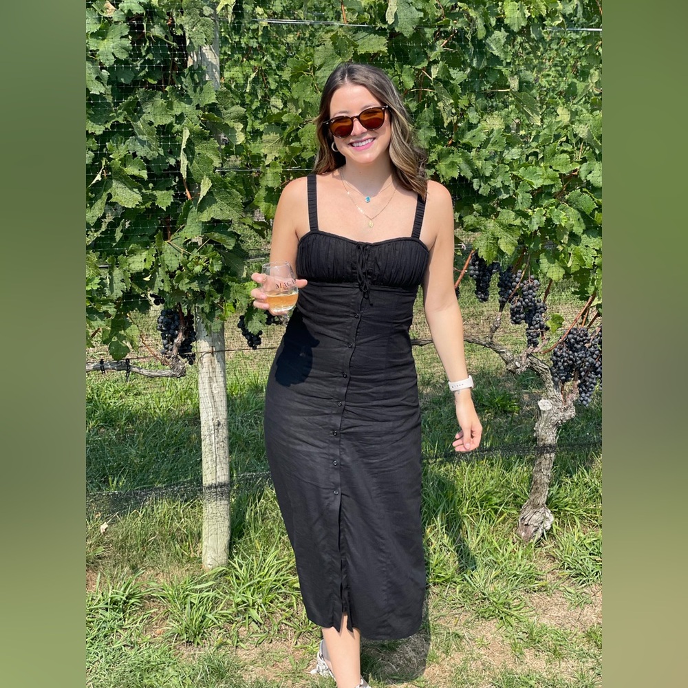 Who What Wear Black Midi Linen Dress
